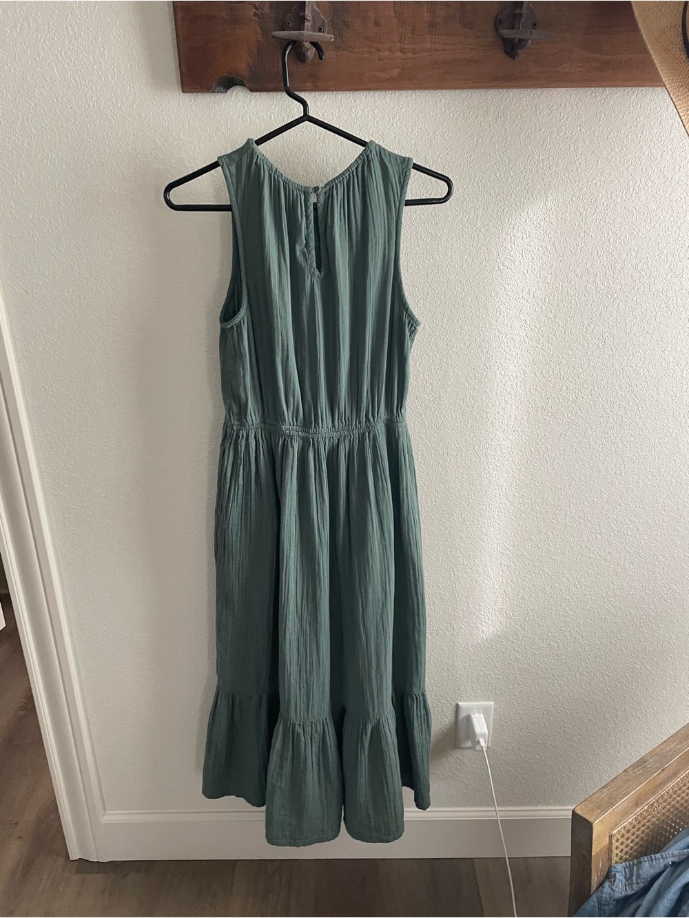 Pact Sleeveless Sage Green Tiered Maxi Dress - Picture 2 of 3